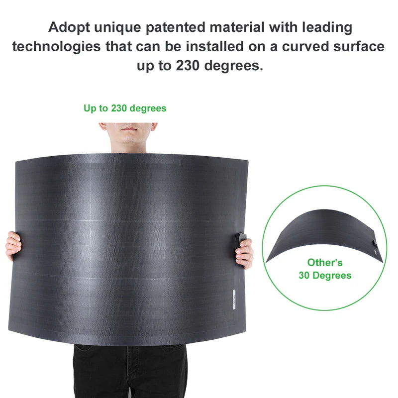 LensunSolar 50W 12V Full Black Flexible Solar Panel