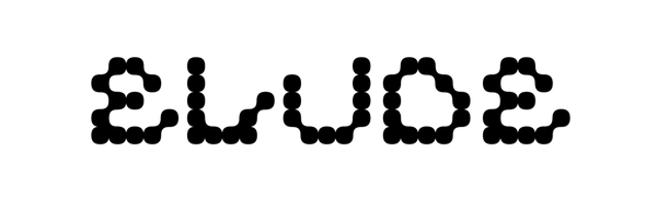 Pixelated text 'ELUDE' on a white background